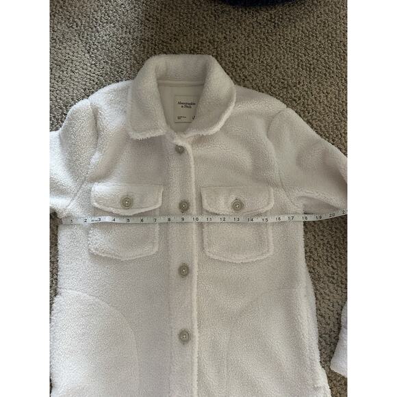 Abercrombie & Fitch Sherpa Shirt Jacket Teddy Extra Small Off White Shacket - Picture 5 of 5
